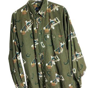 Salty Dog Men's Long Sleeve Fishing Reel Pole Shirt Size L